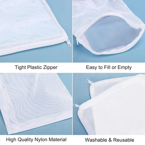 Segarty Filter Media Bags, 10PCS 11.7x7.8 Inch Aquarium Nylon Mesh Bags with Plastic Zipper, Fish Tank White Net Bags for Pellet Carbon, Bio Balls...