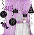 40th Birthday Decorations Women Purple Black Silver Women 40th Birthday Party Decorations Purple Silver Black Foil Hanging Swirls...