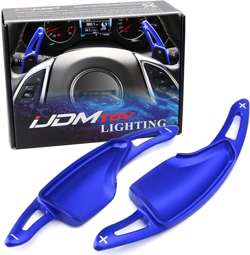iJDMTOY Blue CNC Billet Aluminum Large Paddle Extensions Compatible with Chevy 2014-2019 C7 Corvette, 2016-up Gen6 Camaro...