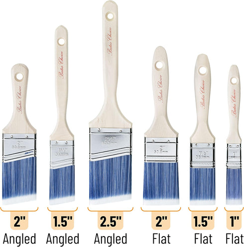 Bates- Paint Brushes, 6 Pack, Treated Wood Handle, Paint Brushes for Walls, Stain Brush, Wall Paint Brushes, Paint Brush, Furniture Paint Brush, P...