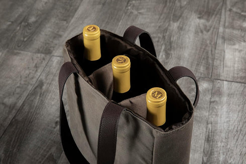 Legacy - a Picnic Time Brand, Bottle Insulated Wine Bag, Distressed Waxed Canvas Wine Tote Bag, Wine Gift Bag...