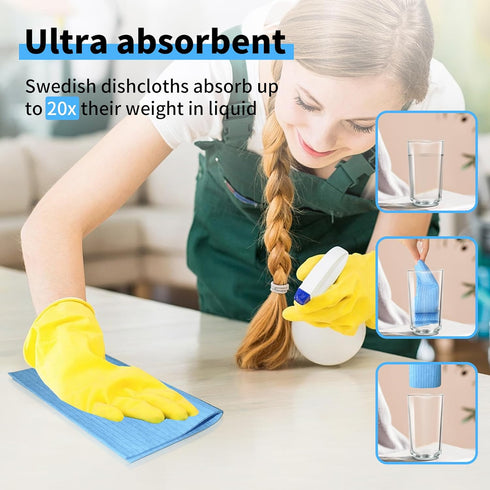 10 Pack Swedish DishCloths for Kitchen-Reusable Paper Towels Washable- Eco Friendly Cellulose Sponge Microfiber Dish Cloths-Absorbent and No Odor ...