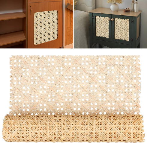 SAVITA Cane Rattan Webbing Roll, 13.7inch x 3.28ft inch Woven Open Mesh Cane Natural Rattan Webbing Rattan Webbing for Caning Projects Wide Rattan...