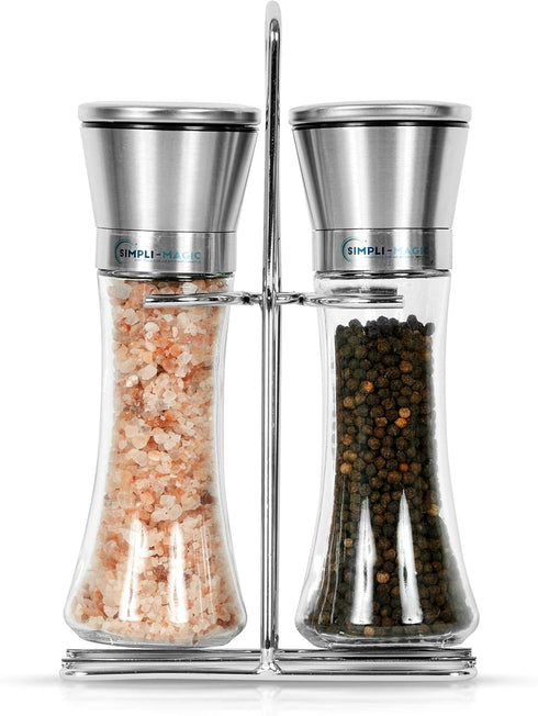 Salt and Pepper Grinder Set with Holder...