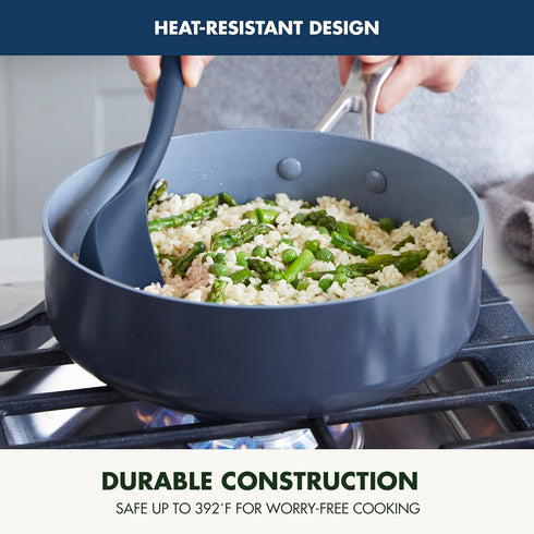 GreenPan Silicone Solid Spoon, Mixing Stirring Serving, Cooking Kitchen Utensil, Flexible Rubber Nonstick Cookware, Rigid Steel Core, Heat-Resista...