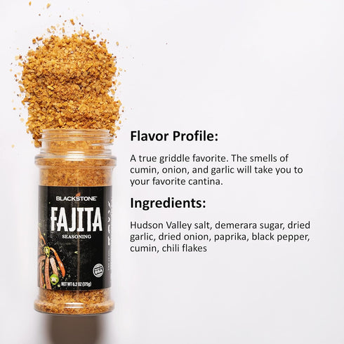 Blackstone 4230 Fajita Powder for Veggies, Chicken, Beef, Poultry, Steaks, Fries-Authentic Mexican Taste with Paprika, Cumin, and Garlic, All-Purp...
