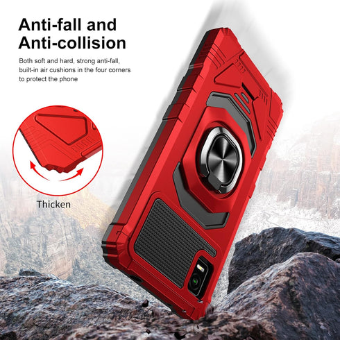 Ailiber Case for TCL ION Z, Cricket TCL IONZ Phone Case with Tempered Glass Screen Protector, Ring Kickstand for Magnetic Car Mount, Military Grad...
