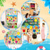 57 Pcs Summer Bulletin Board Decorations Set Our Summer Bucket List Classroom Decor Hawaii Sun Beach Bucket Paper Cutouts with Borders for Home Sc...