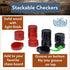 WE Games Checkers Pieces Only, Wooden Checker Board Game Pieces, 24 Black and Red Stackable Player Pieces with a Drawstring Storage Bag, 2 Inch Di...