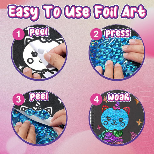Art & Craft Activity,Foil Fun Dress Up DIY Art Kits,No Mess Creative Foil Art Kits Set Drawing Game for Kids,Birthday Gifts Crafts Supplies Kits T...