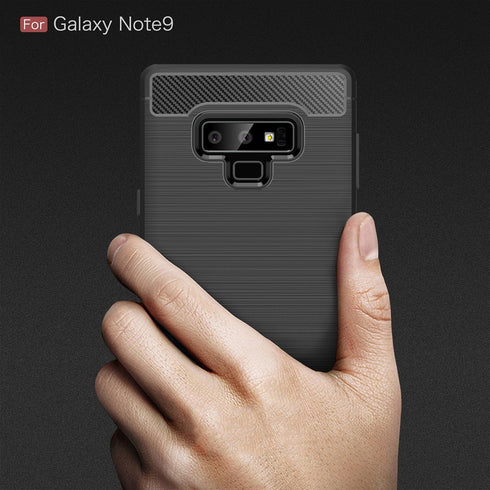 Compatible with Samsung Galaxy Note 9 Carbon Fiber Soft TPU Brushed Line Basic Phone Back Case Cover (Black)...