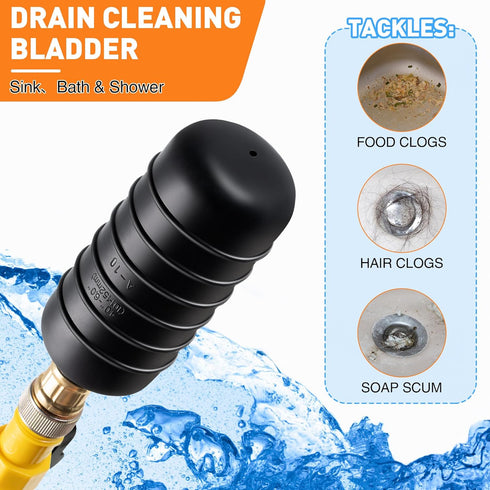 Enhon Drain Bladder, Drain Cleaning Bladder Fits 4" to 6" Drain Pipe, Unclogs Stubborn Blockages in Main Drain & Sewer Line Bathroom Sinks, Shower...