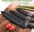 3 Pcs Kitchen Knife Set with Cover, Black Knives Set for Kitchen Stainless Steel, Damascus Pattern Chef Knife set with Sheath, Sharp Cutting Knive...