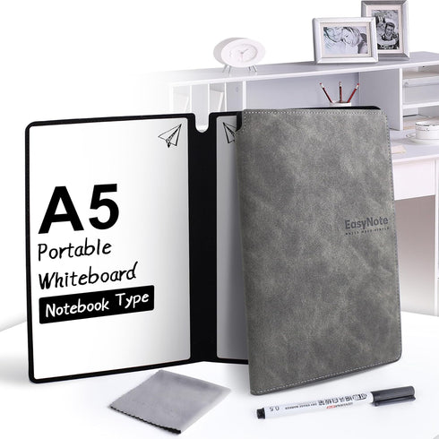 Whiteboard Notebook, Portable Dry Erase White Board Book Reusable Whiteboard Erasable Double-Sided Meeting Notebook with Marker Pen for Business O...