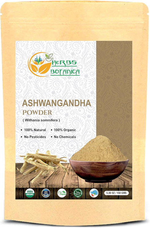 Organic Ashwagandha Root Powder Withania Somnifera Powder Ashwaganda Root Powder Ayurvedic Herbal Supplement Support and Strength 5.3 oz...