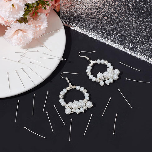 Beebeecraft 1 Box 50Pcs Ball Head Pins 925 Sterling Silver Ball Eye Pins 25mm Jewelry Making Findings for Charm Beads DIY Making...