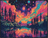 Posterizer 1 pcs- psychedelic funky hippie colorful landscape 4-Abstract & Modern Art-Fantasy & Fiction Art- Living Room Bedroom Decor- unframed w...