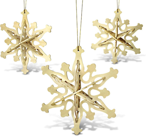 Puzzled 3D Puzzle Snowflake Ornaments Wood Craft Construction Model Kit, Fun & Educational DIY Wooden Toy Assemble Unfinished Crafting Hobby Puzzl...