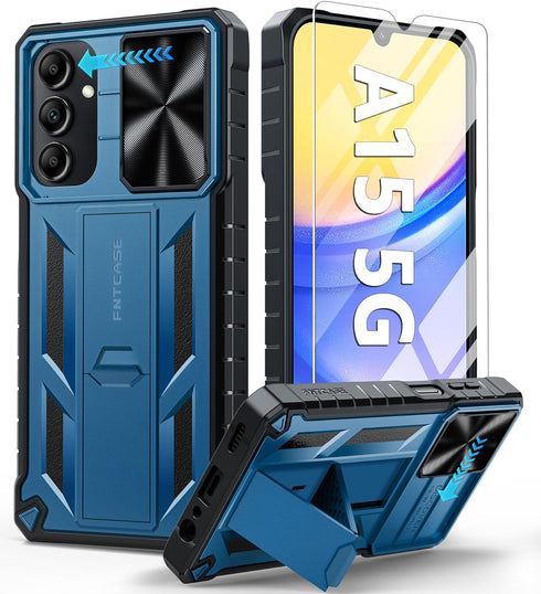 FNTCASE for Samsung Galaxy A15-5G Case: Protective Shockproof Rugged Military Grade Drop Protection A15 Cell Phone Mobile Cover with Kickstand | T...