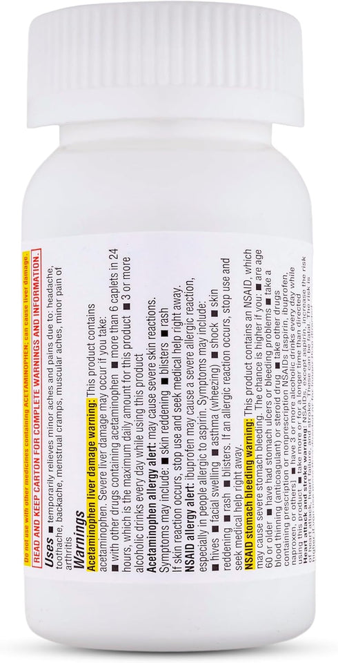 TIME-CAP LABS, INC. - Dual Action 144s – Acetaminophen 250mg & Ibuprofen 125 mg,Dual Action. Pain Reliever for Aches and Pains, Headache Relief, B...