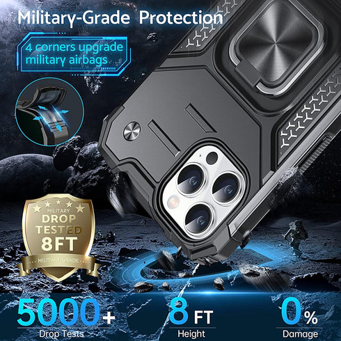 Anqrp Designed for iPhone 12 & iPhone 12 Pro Case, Military Grade Protective Phone Case Cover with Enhanced Metal Ring Kickstand [Support Magnet M...