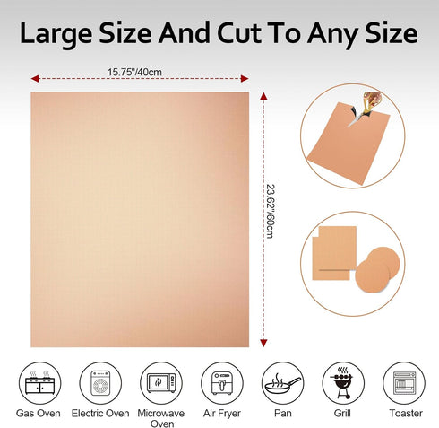 2 Pack Copper Oven Liners for Bottom of Oven, Oven Protector 16x24 Inch Thick Heavy Non Stick Teflon Oven Mats, BPA and PFOA Free Reusable Baking ...