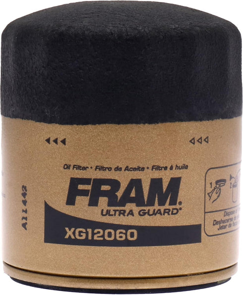 FRAM Ultra Synthetic Automotive Replacement Oil Filter, Designed for Synthetic Oil Changes Lasting up to 20k Miles, XG12060 with SureGrip (Pack of...