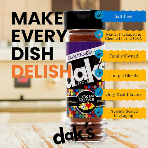 DAK's Spices Blackened Mouth Watering Seasoning Blend | 100% Salt Free | Premium & Healthy Seasoning | MSG Free, Preservative Free, Potassium Chlo...