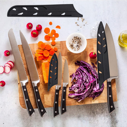 PATIKIL Plastic Safety Knife Cover Sleeves for 8" Chef Knife or 7" Santoku Knife, 2 Pack Knives Edge Guard Blade Protector Universal Knife Sheath,...