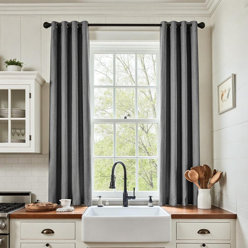 jinchan Room Darkening Linen Textured Curtain 63 Inch Length for Living Room Room Darkening Thermal Insulated Grommet Top Window Drape for Bedroom...
