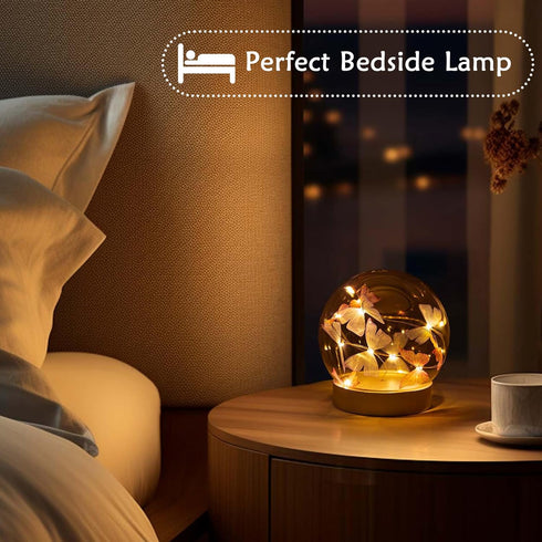 Butterfly Lamp Battery Operated, Battery Powered Butterfly Lamp for Tabletop, Decorative Table Lamp Led Night Light, Small Cordless Lamps Girls Wo...