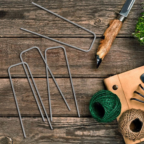 20 Pcs Landscape Staples, 4 Inch Garden Stakes Galvanized Garden Staples Pins, Anti-Rust Ground Stakes for Weed Barrier, Irrigation Tubing, Yard L...