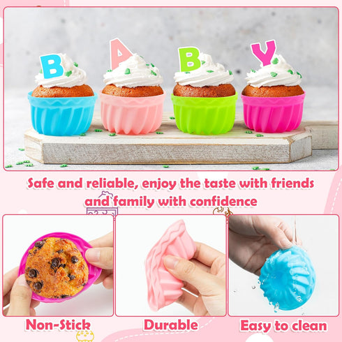 R HORSE 42Pcs Silicone Baking Molds Pumpkin Silicone Cups Non-Stick Muffins Mould Washable Cupcake Liners Donut Cake Pan Reusable Cupcake Wrapper ...