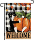 Welcome Fall Cat Garden Flag Tuxedo Cat Pumpkins Maple Leaves Flag 12×18 Inch Double Sided Buffalo Plaid Farmhouse Yard Flag Thanksgiving Holiday ...