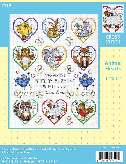 Design Works Crafts, Animal Hearts Counted Cross Stitch Kit...