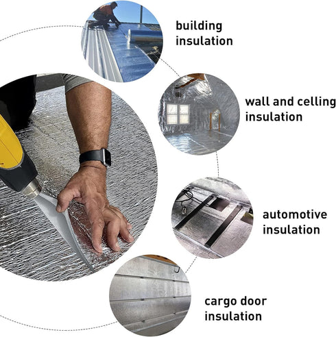 5mm Reflective Insulation Foam Core Radiant Barrier 40“ × 80” Double Side Foil Cold and Heat Shield Thermal Insulation for Ceilings,Walls,Steel Bu...