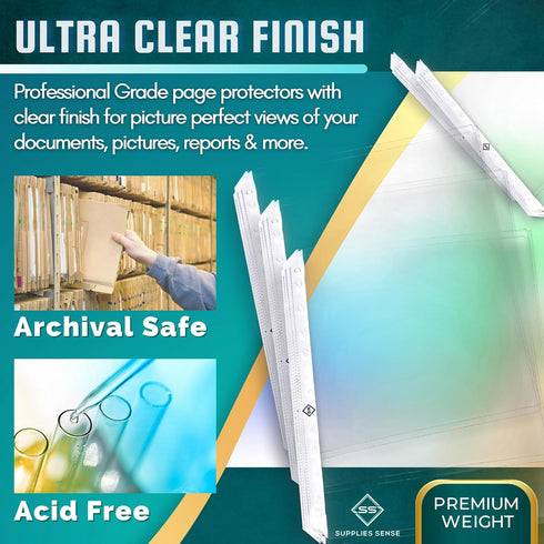 Sheet Protectors for 3 Ring Binder, Premium Clear Plastic Page Protectors for 3 Ring Binder, Sleeves 8.5 x 11 for Paper & Documents (50)...