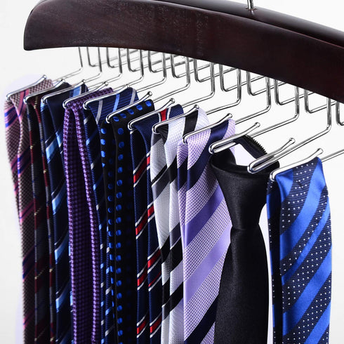 Tie Rack Hanger for Closet: Ohuhu 2 Packs 24 Folding Hooks Tie Hangers for Men Wooden Tie Holder Organizer Space Saving Necktie Storage 360 Degree...