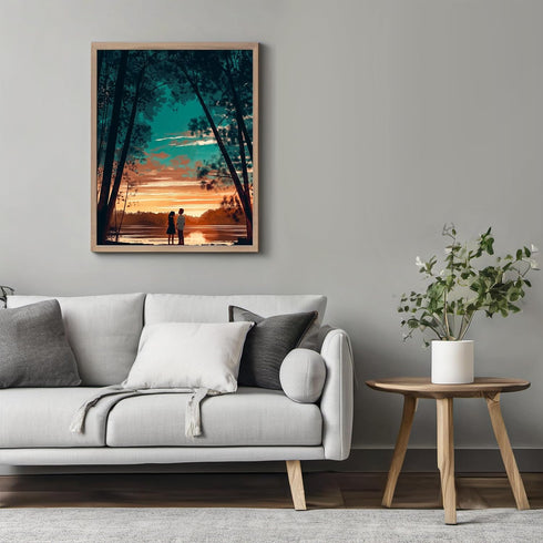 Posterizer 1 pcs-walk at sunset with your partner-cute Valentine's day poster -1-Romantic Art-Holiday Poster -Gift for Couples boyfriend girlfrien...