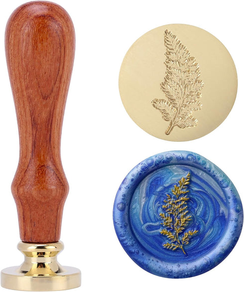 Yoption Brass Head & Rosewood Handle Wax Seal Stamp, Leaf, Pen Form, for Art & Craft Decoration...