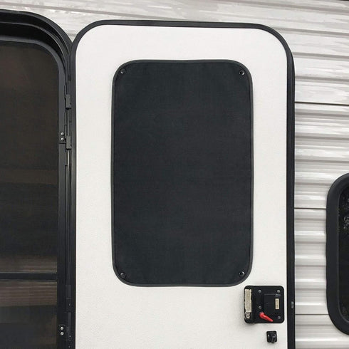 RecPro RV Entry Door Window Shade Sunshade Camper Privacy Entrance Sun Blackout Fabric 16" x 24" (Black)...