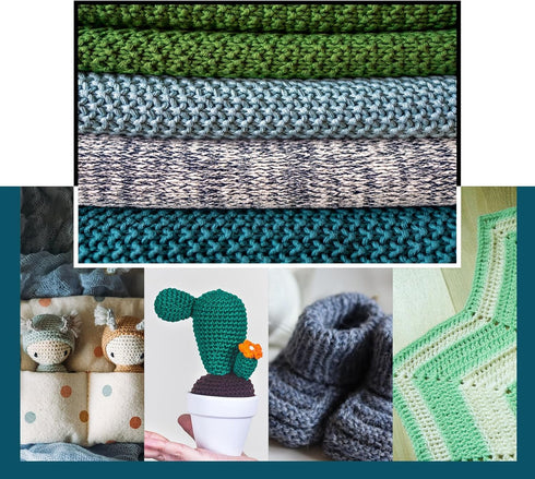 PRINOZ Crochet Yarn - 2PCS 1.76oz 4-Strand 142yds Acrylic Bulk Yarn for Crocheting and Knitting Handmade Products (Red)......