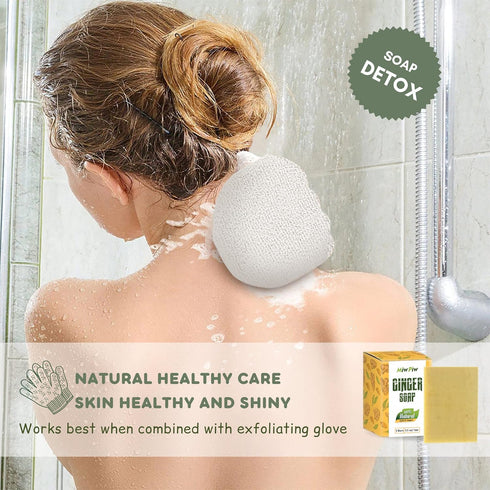 Ginger Soap Lymphatic Drainage Pack 3 - Anti-Cellulite Skin Tightening - Natural Ingredients Detox Soaps for Deep Clean Shower, Detoxification, Re...