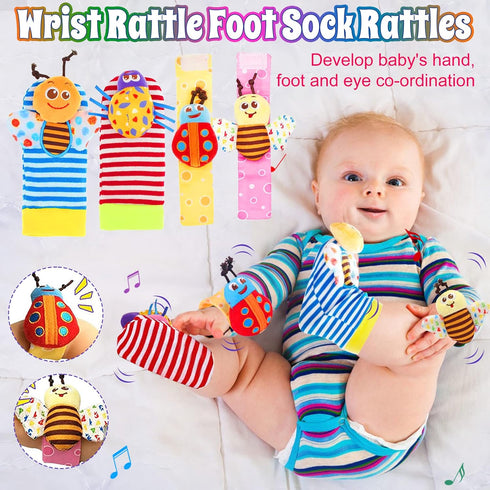 Baby Rattles 0-6 Months - 17 Pcs Baby Rattle Toys Set Infant Toys for 0-3 Months Baby Toys 3-6 Months Newborn Toys with Teething and Wrist Socks R...