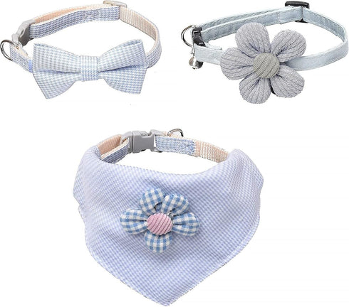NA SooGree Cat Collar, Bow Tie Kitten Collar Bandana Adjustable Pet Neck Bows with Removable Bowtie Bandana Cute Flower Collar Accessories Gift fo...