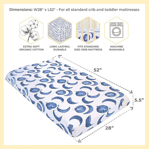 Burt's Bees Baby Pattern Fitted Crib Sheet Organic Cotton BEESNUG - Guide The Way Prints, Fits Unisex Standard Bed and Toddler Mattress, Infant Es...