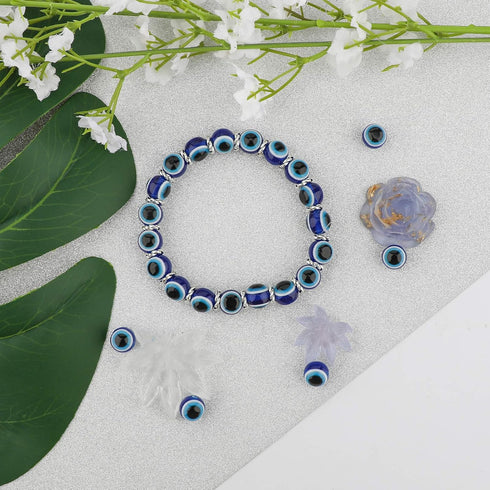 Savita 100pcs Blue Evil Eye Beads Eyeball Beads Handmade Resin Beads Charms for DIY Bracelets Necklace Jewelry Making (10mm/0.4 inch)...