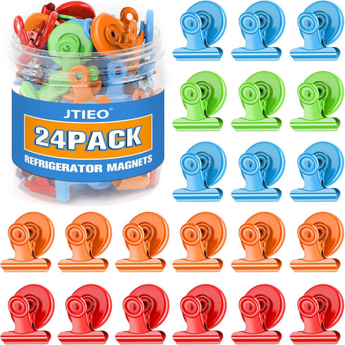 24 Pack Magnetic Clips Fridge Magnets Whiteboard Magnets Clips, Magnet Clips for Teacher Supplies, Colorful Clips Magnets Refrigerator Magnets for...
