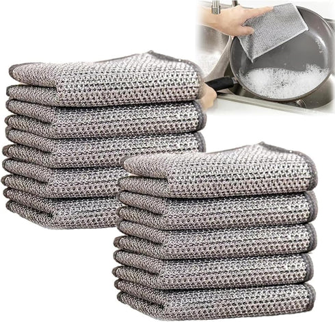 Poshzon Cleaning Cloths, Hevito Multipurpose Wire Miracle Cleaning Cloths, Multipurpose Wire Dishwashing Rags for Wet and Dry, for washing dishes,...