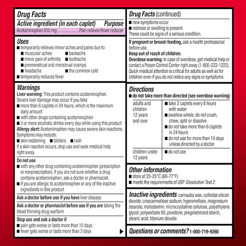 Amazon Basic Care Acetaminophen Extended-Release Tablets, 650 mg, 100 Count...